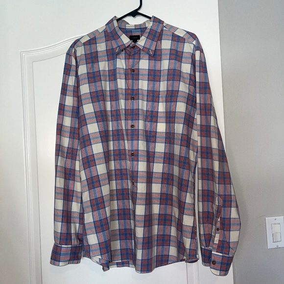 J Crew Long Sleeve Mens Button Down - Blue and Orange Plaid - XL - Picture 1 of 5